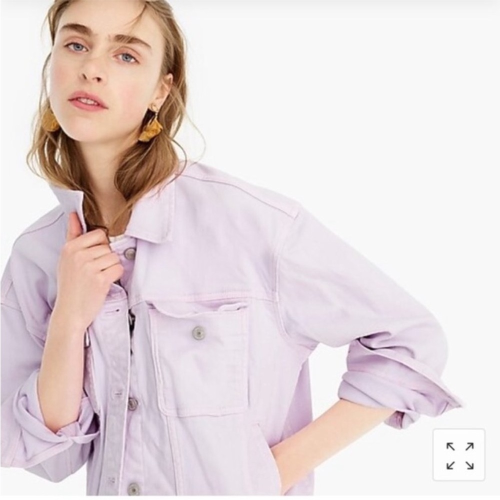 J Crew Classic Denim Jacket in Light Purple Lilac Lavender Small